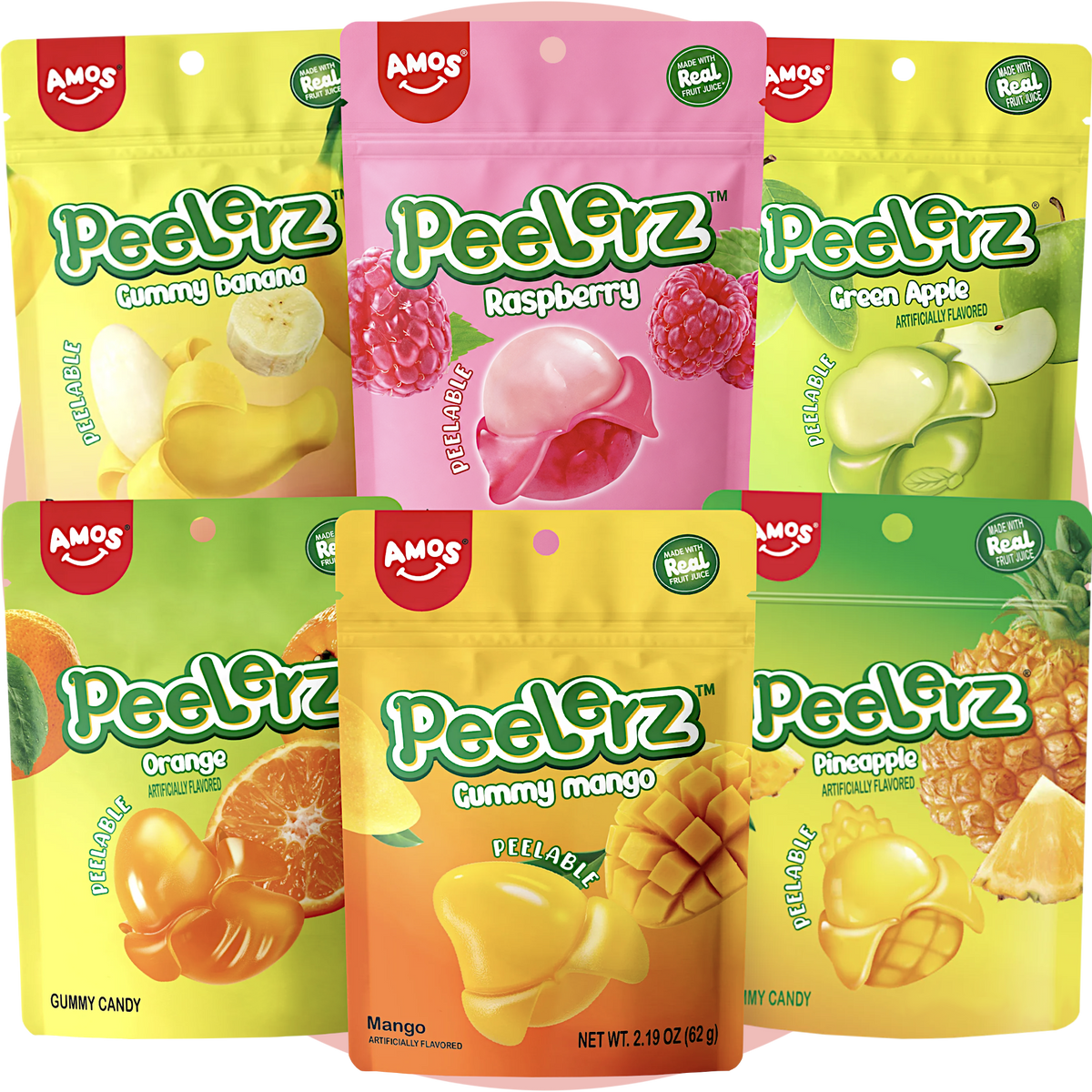 Amos Peelerz Bundle mit 6 Sorten Peelable Candy Fruchtgummis