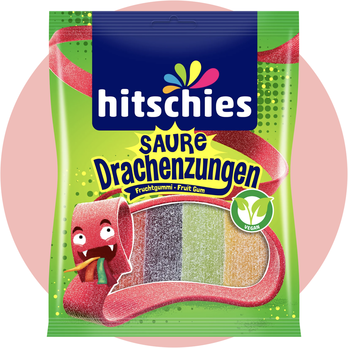 Hitschies Saure Drachenzungen – Bunte Kaustreifen mit saurem Fruchtzuckerüberzug