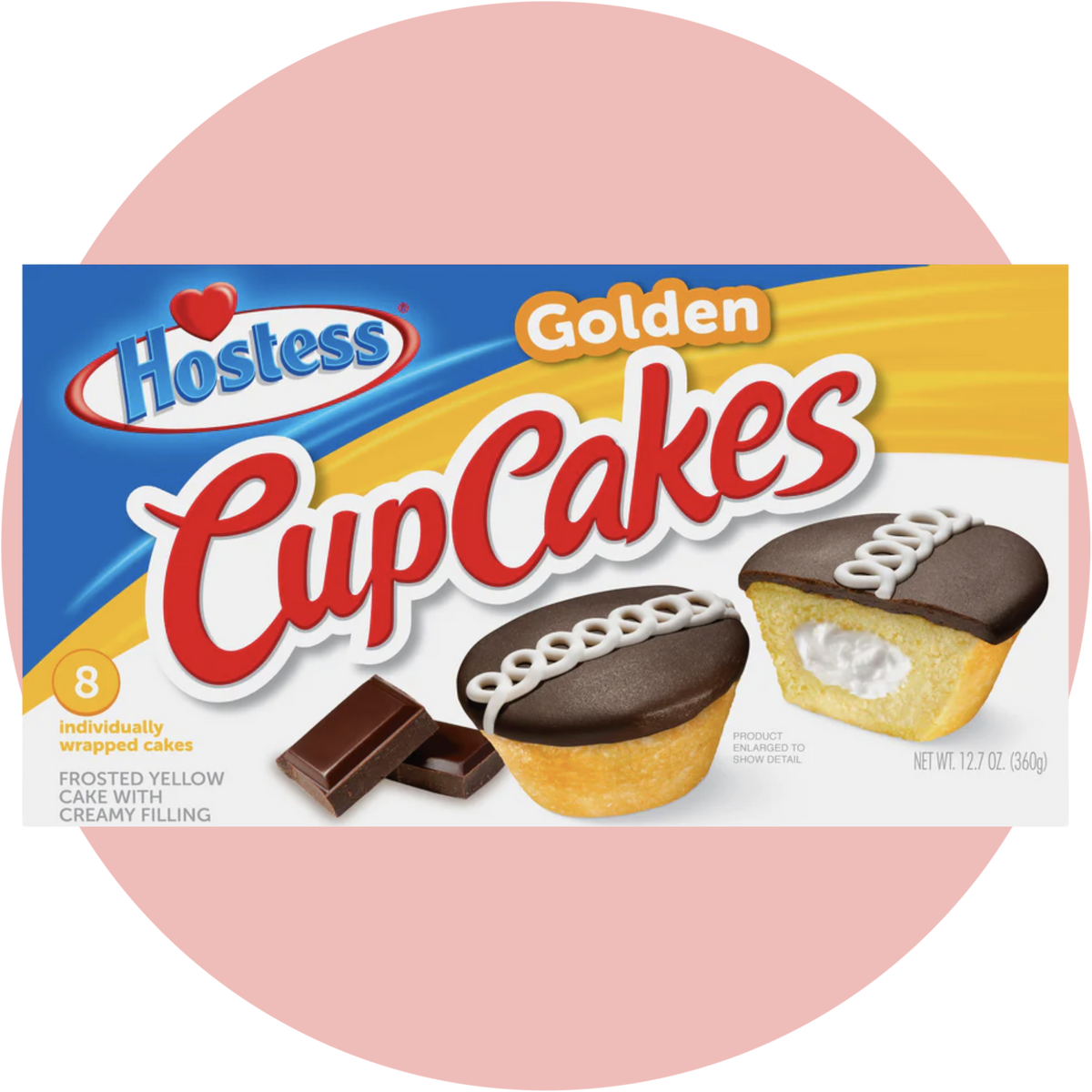 Hostess Cupcakes Golden – Vanille-Cupcake mit Cremefüllung und Schokoguss im typischen Hostess-Stil