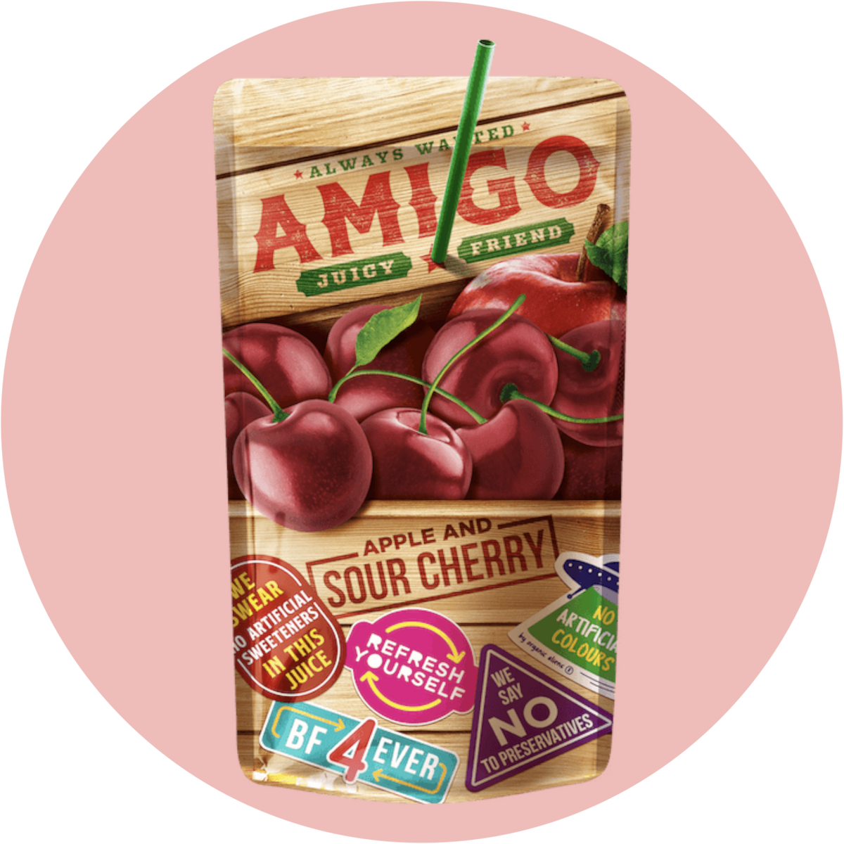 Amigo Cherry – Fruchtiger Softdrink mit Kirschgeschmack im roten Trinkpäckchen