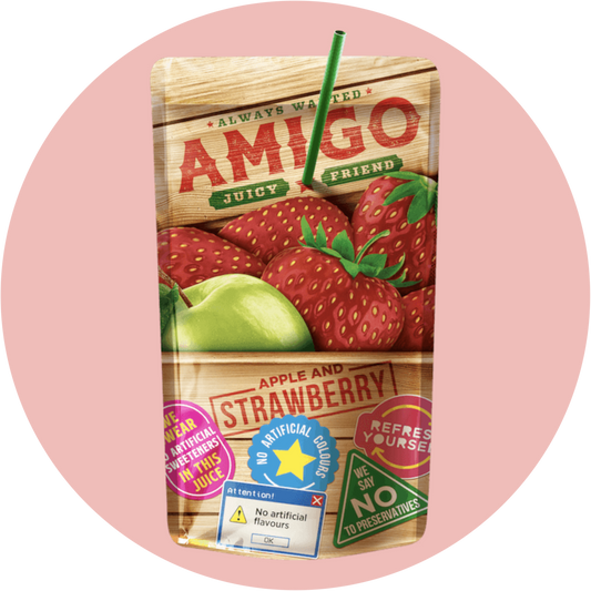 Amigo Strawberry – Fruchtiger Softdrink mit Erdbeergeschmack im roten Trinkpäckchen