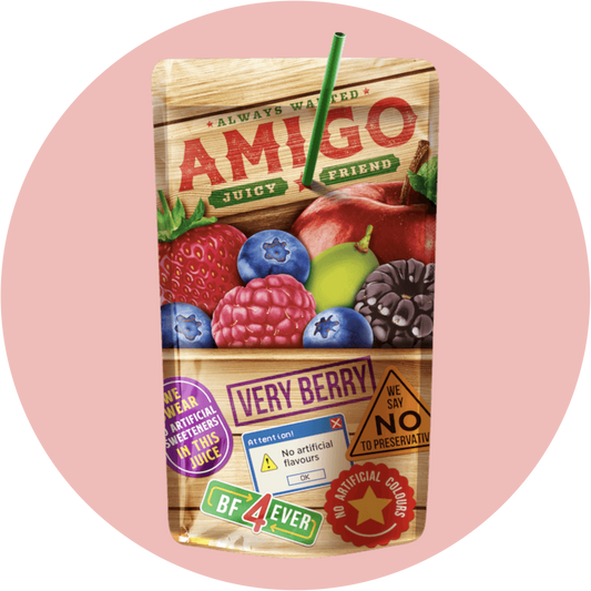 Amigo Very Berry – Fruchtiger Drink im Trinkpäckchen mit beerigem Geschmack und stylischem Design