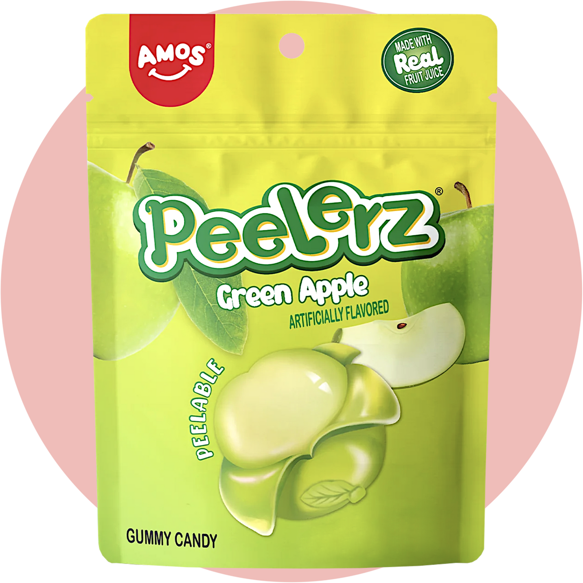 Amos Peelerz Green Apple peelbare Fruchtgummis mit grünem Apfel Geschmack