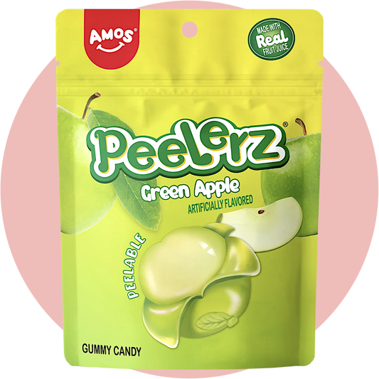 Amos Peelerz Green Apple peelbare Fruchtgummis mit grünem Apfel Geschmack