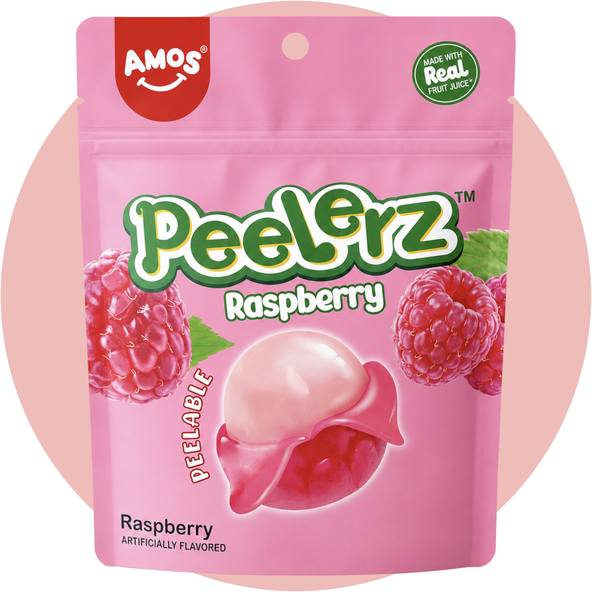 Amos Peelerz Raspberry peelbare Fruchtgummis mit Himbeer Geschmack