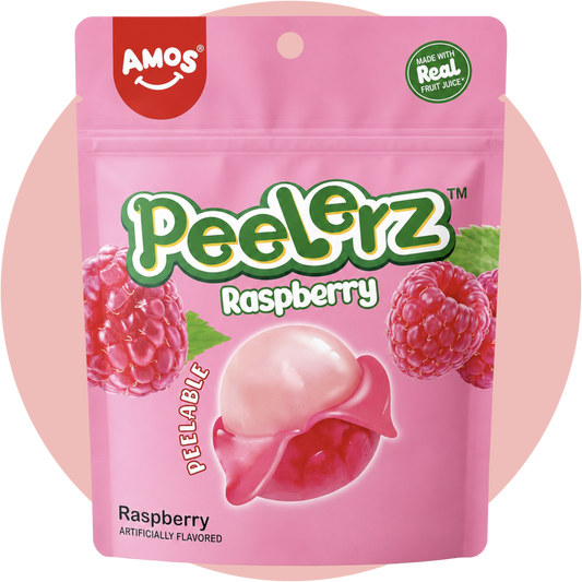 Amos Peelerz Raspberry peelbare Fruchtgummis mit Himbeer Geschmack
