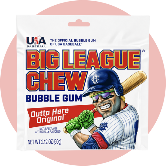 Big League Chew Bubble Gum Outta Here Original mit fein geschnittenen Kaugummi-Streifen
