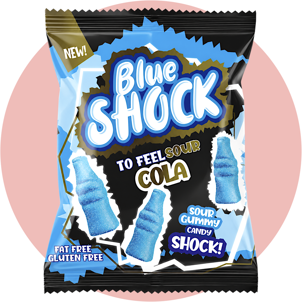 Blue Shock Sour Cola saure Fruchtgummi Cola Flaschen mit intensivem Cola Geschmack