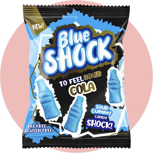 Blue Shock Sour Cola saure Fruchtgummi Cola Flaschen mit intensivem Cola Geschmack