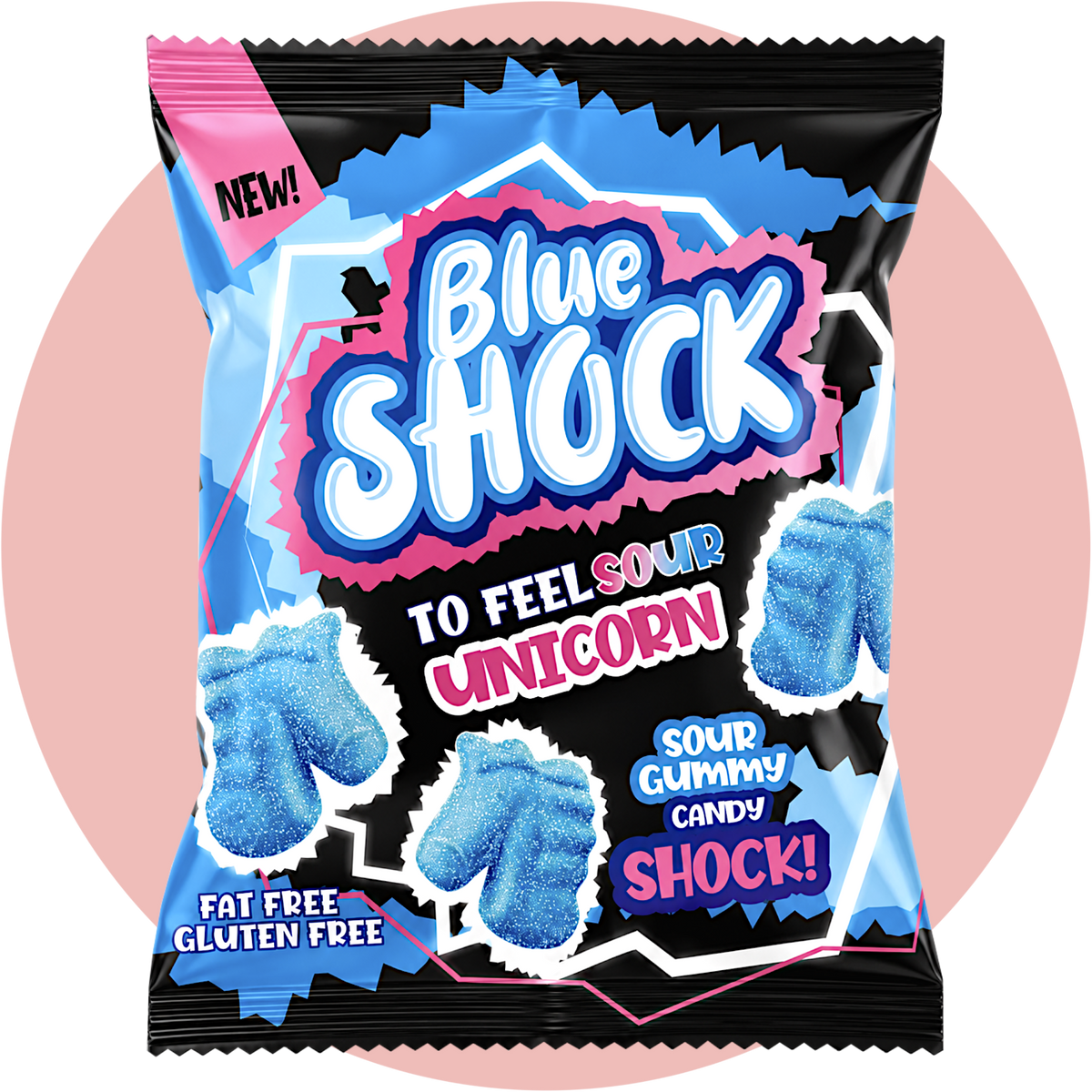 Blue Shock Sour Unicorn saure Fruchtgummi Einhörner mit intensivem Sour Geschmack