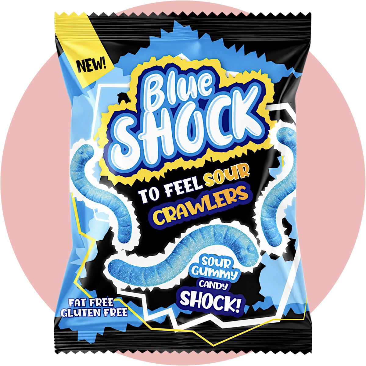 Blue Shock Sour Worms saure Fruchtgummi Würmer mit Blue Raspberry Geschmack