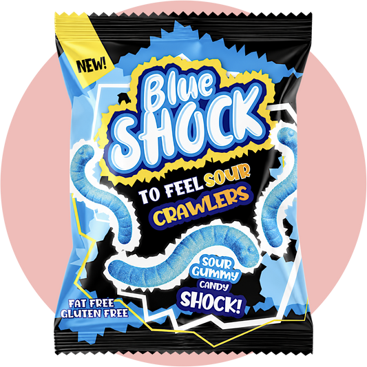 Blue Shock Sour Worms saure Fruchtgummi Würmer mit Blue Raspberry Geschmack