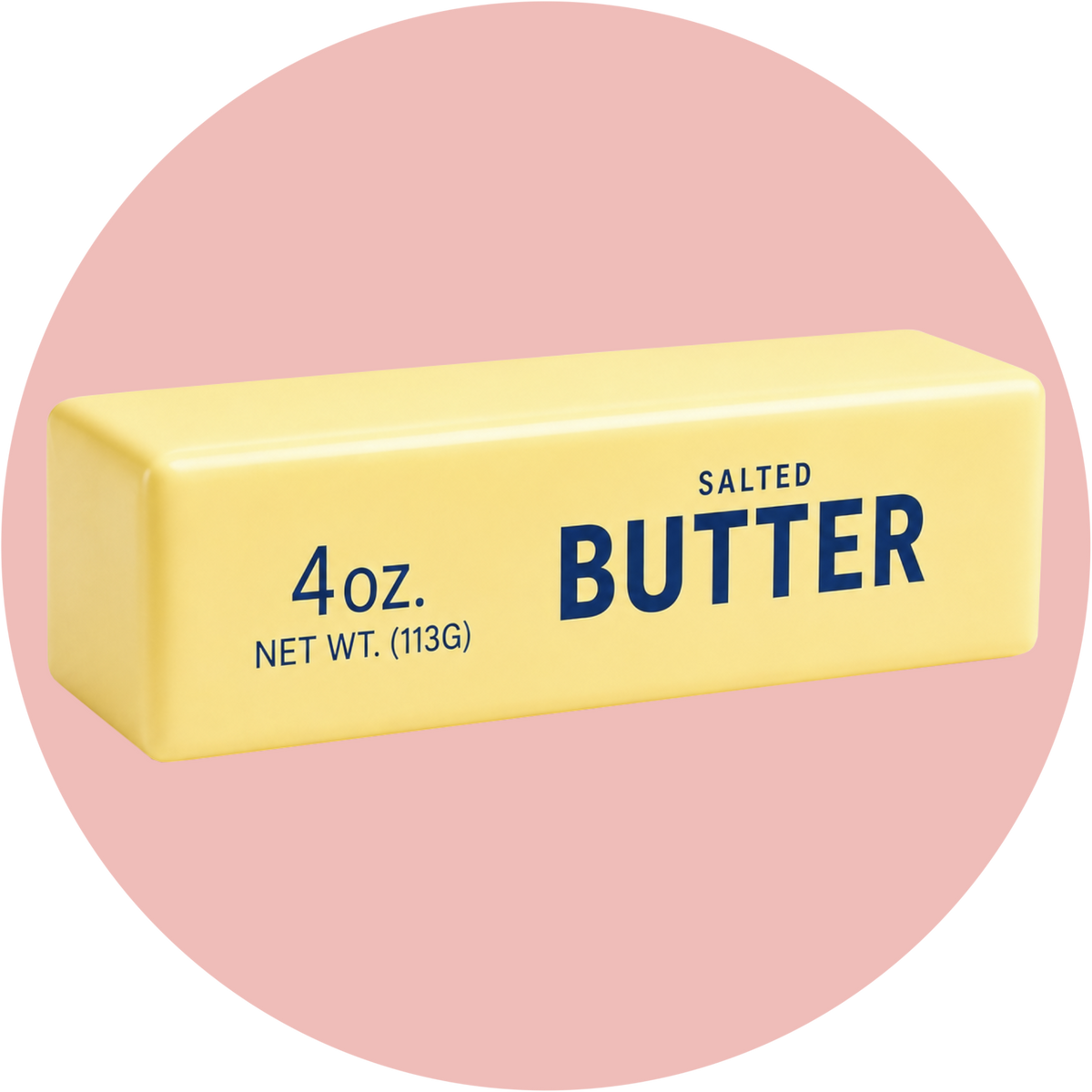 Butter Squishy als weicher Anti Stress Spielzeug Stick in gelber Butteroptik mit Salted Butter Aufdruck.