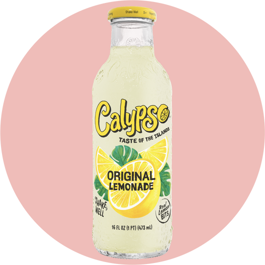 Calypso Original Lemonade – Zitronengetränk in der typischen Calypso-Flasche mit gelbem Etikett