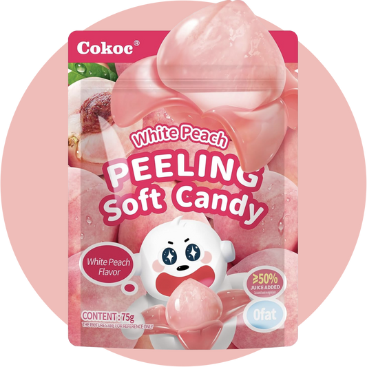 Cokoc Peeling Soft Candy White Peach – Peelable Gummy mit weißem Pfirsichgeschmack zum Schälen und Kauen