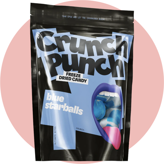 Gefriergetrocknete Süßigkeiten – Crunch Punch Blue Starballs mit knusprigem Kern und fruchtigem Geschmack