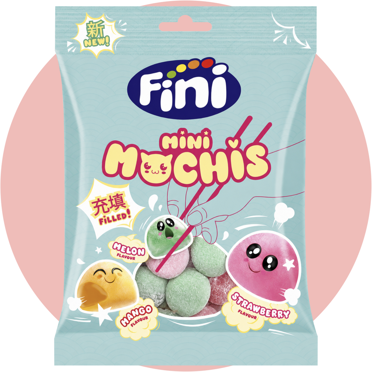 Fini Mini Mochis Fruits mit Mango-, Melonen- und Erdbeergeschmack