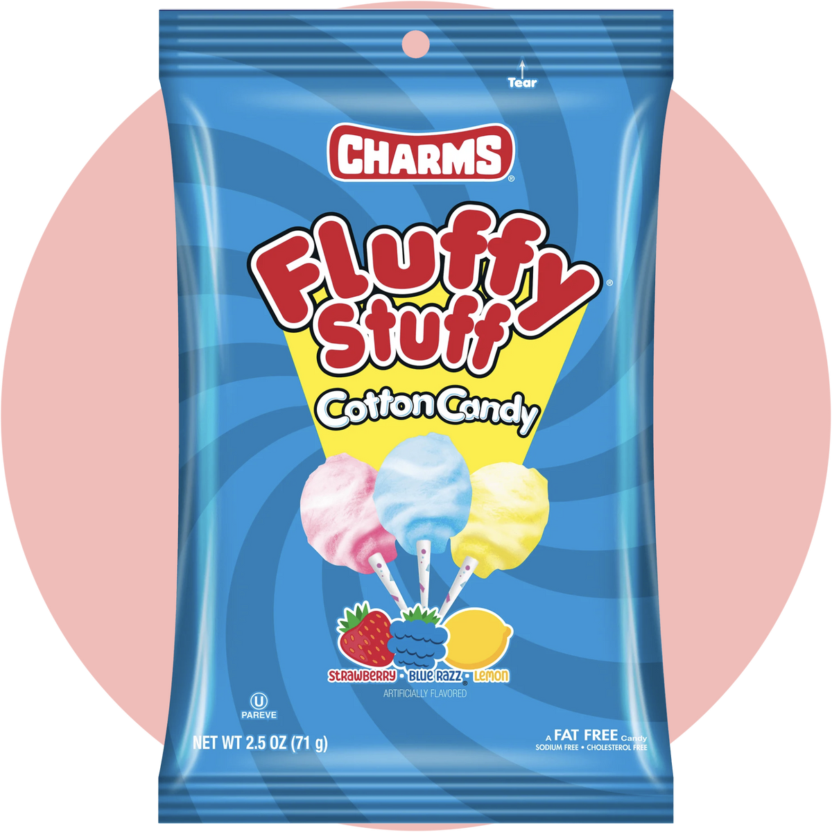 Fluffy Stuff Cotton Candy bunte Zuckerwatte in Tütenverpackung mit Jahrmarkt Optik und farbenfrohen Design
