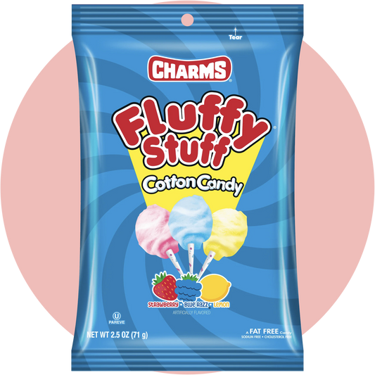Fluffy Stuff Cotton Candy bunte Zuckerwatte in Tütenverpackung mit Jahrmarkt Optik und farbenfrohen Design