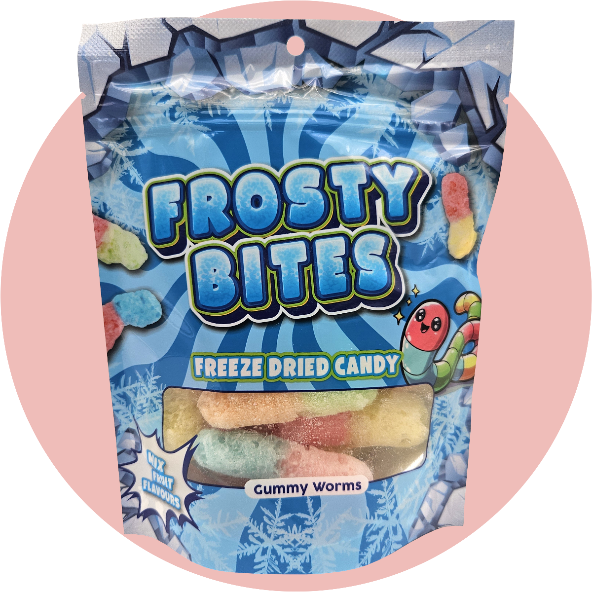 Frosty Bites Gummy Worms Gefriergetrocknete Süßigkeiten mit knusprigem Biss und fruchtigem Geschmack