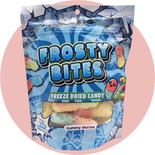 Frosty Bites Gummy Worms Gefriergetrocknete Süßigkeiten mit knusprigem Biss und fruchtigem Geschmack