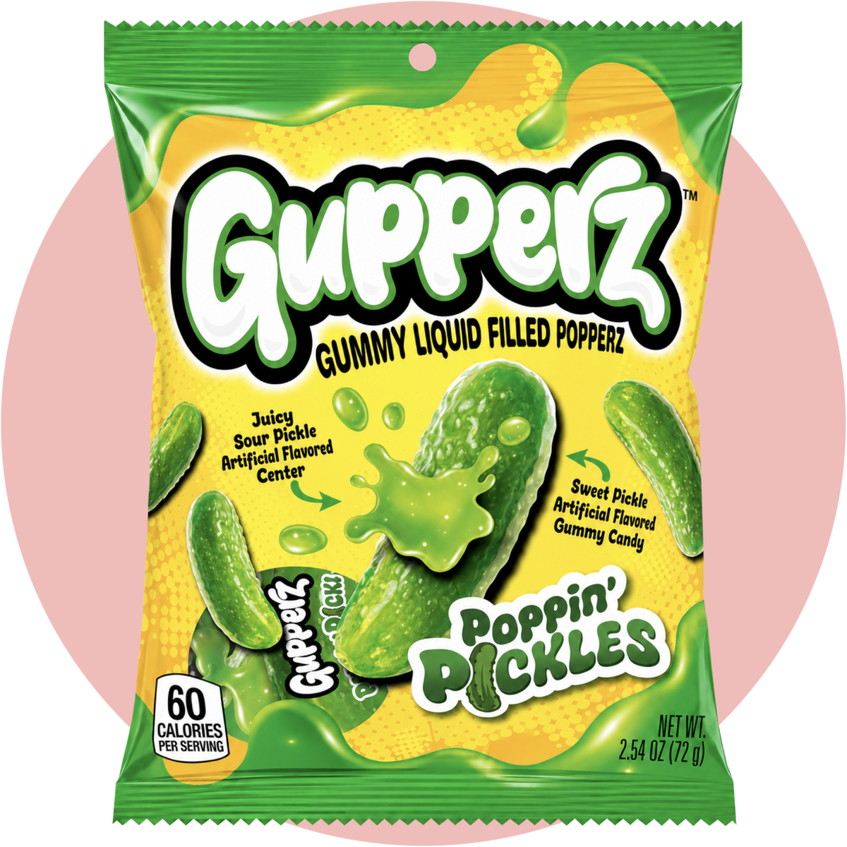 Gupperz Poppin Pickle Candy Gummies mit flüssiger Gurken Füllung