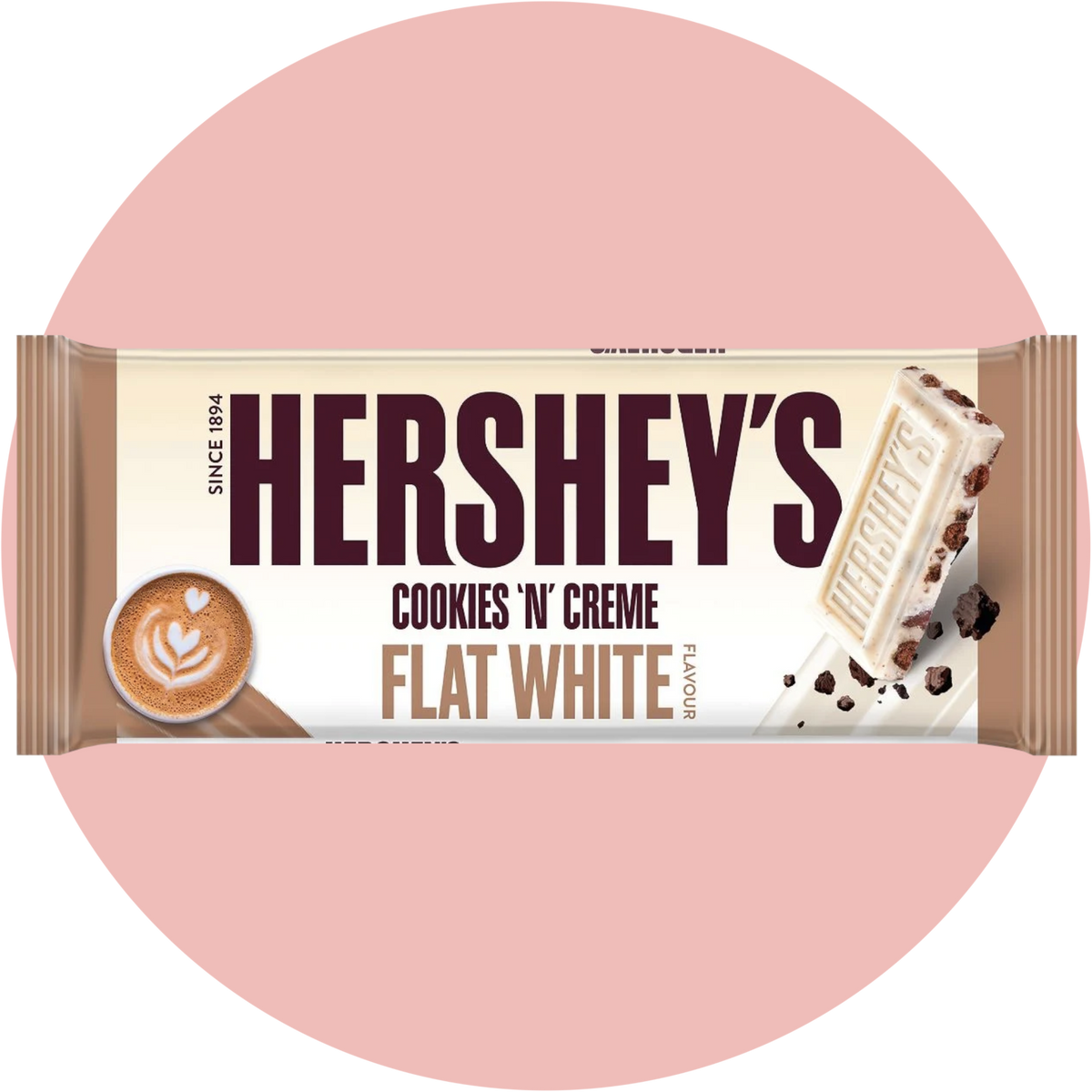 Hershey's Cookies and Cream Flat White – Weiße Schokolade mit Keksstücken und Flat White Kaffee-Aroma