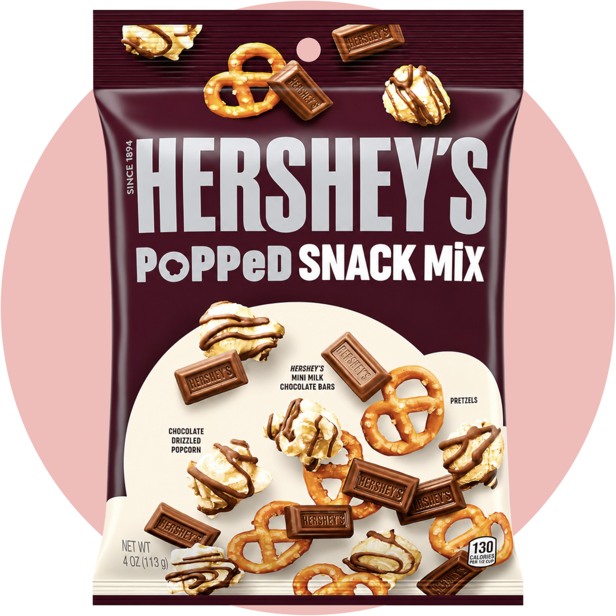 Hershey’s Popped Snack Mix mit Milk Chocolate, Brezeln und Schokoladen-Popcorn