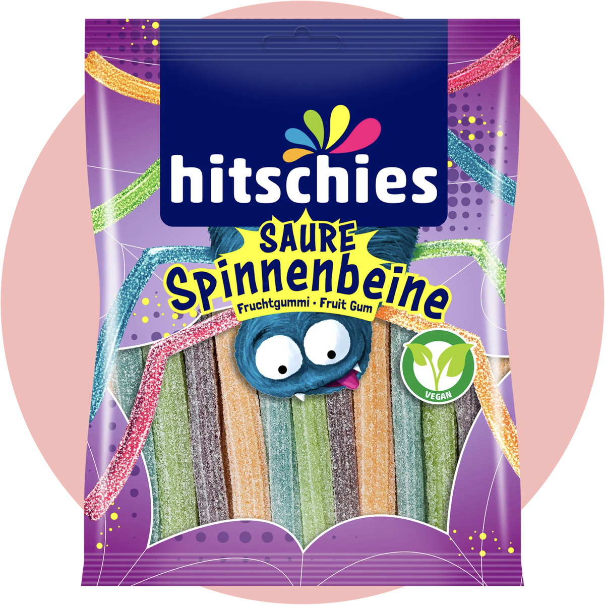 Hitschies Saure Spinnenbeine – Bunte, saure Kaustangen in Spinnenform mit Fruchtgeschmack