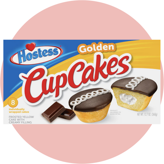 Hostess Cupcakes Golden – Vanille-Cupcake mit Cremefüllung und Schokoguss im typischen Hostess-Stil