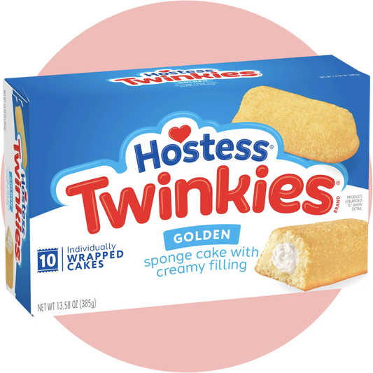 Hostess Twinkies in neuer Verpackung – der klassische amerikanische Snack aus der USA mit goldenem Biskuit und cremiger Füllung.