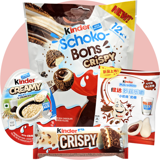 Kinder Schokolade Bundle mit Schoko Bons Crispy Milkredible Creamy Milky Crunchy und Crispy Riegel