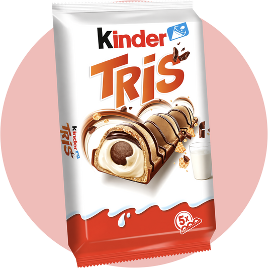 Kinder Tris Riegel mit Milchschokolade cremiger Füllung und knusprigen Schichten