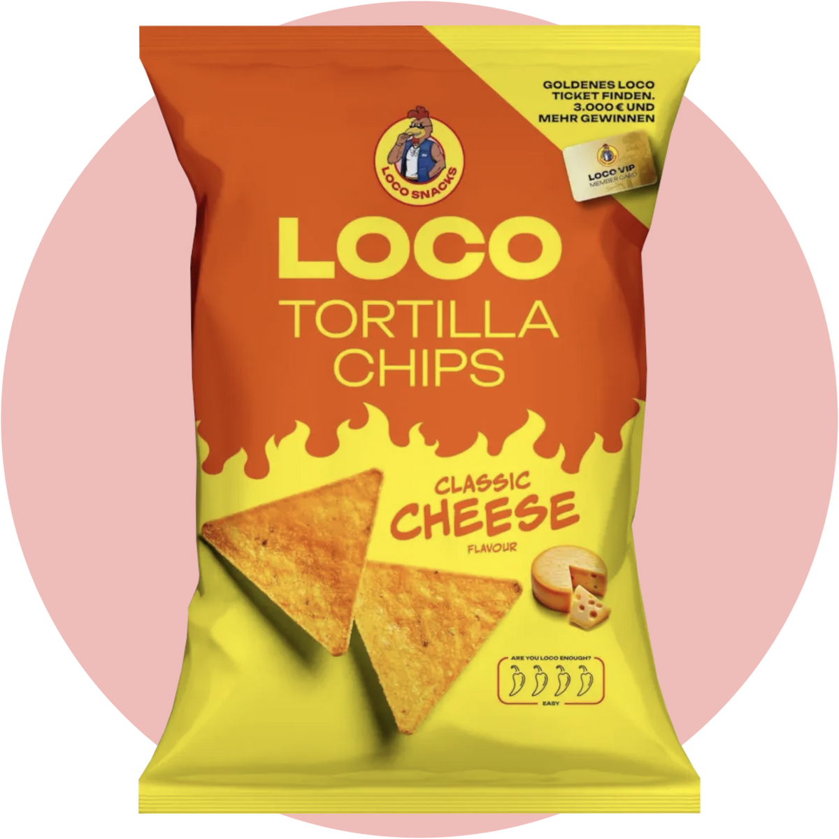 Loco Tortilla Chips Classic Cheese – Maischips mit Cheddar-Geschmack vom Rapper Luciano in stylischer Verpackung