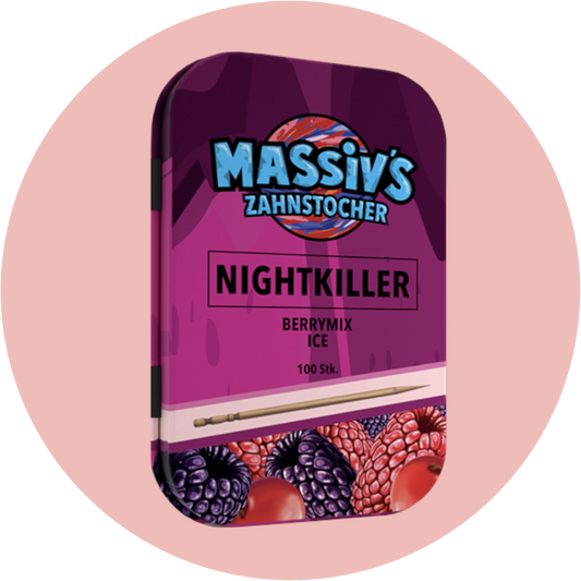 Massiv Zahnstocher Beeren-Mix – NIGHTKILLER Berrymix Ice Zahnstocher mit Geschmack in stylischer Metalldose