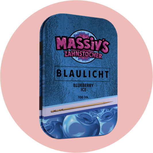 Massiv Zahnstocher Blaubeere – BLAULICHT Blueberry Ice Zahnstocher mit Geschmack in stilvoller Metalldose