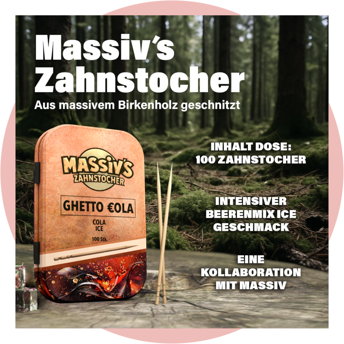 Massiv Zahnstocher Cola - Ghetto Cola Ice Zahnstocher mit Geschmack in edler Metalldose