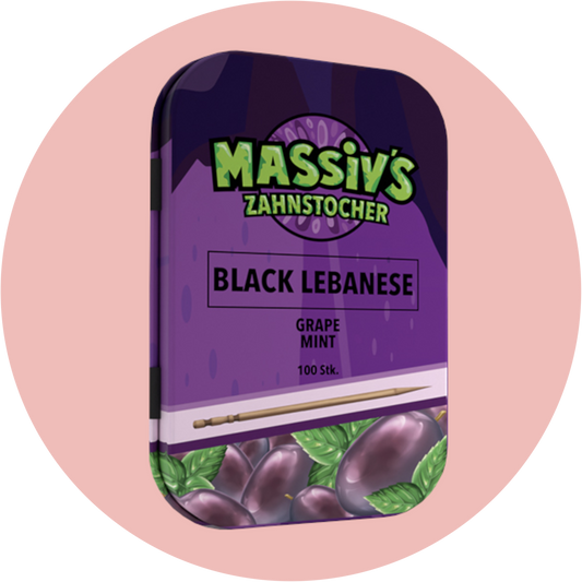 Massiv Zahnstocher Weintraube – BLACK LEBANESE Grape Mint Zahnstocher mit Geschmack in edler Metalldose