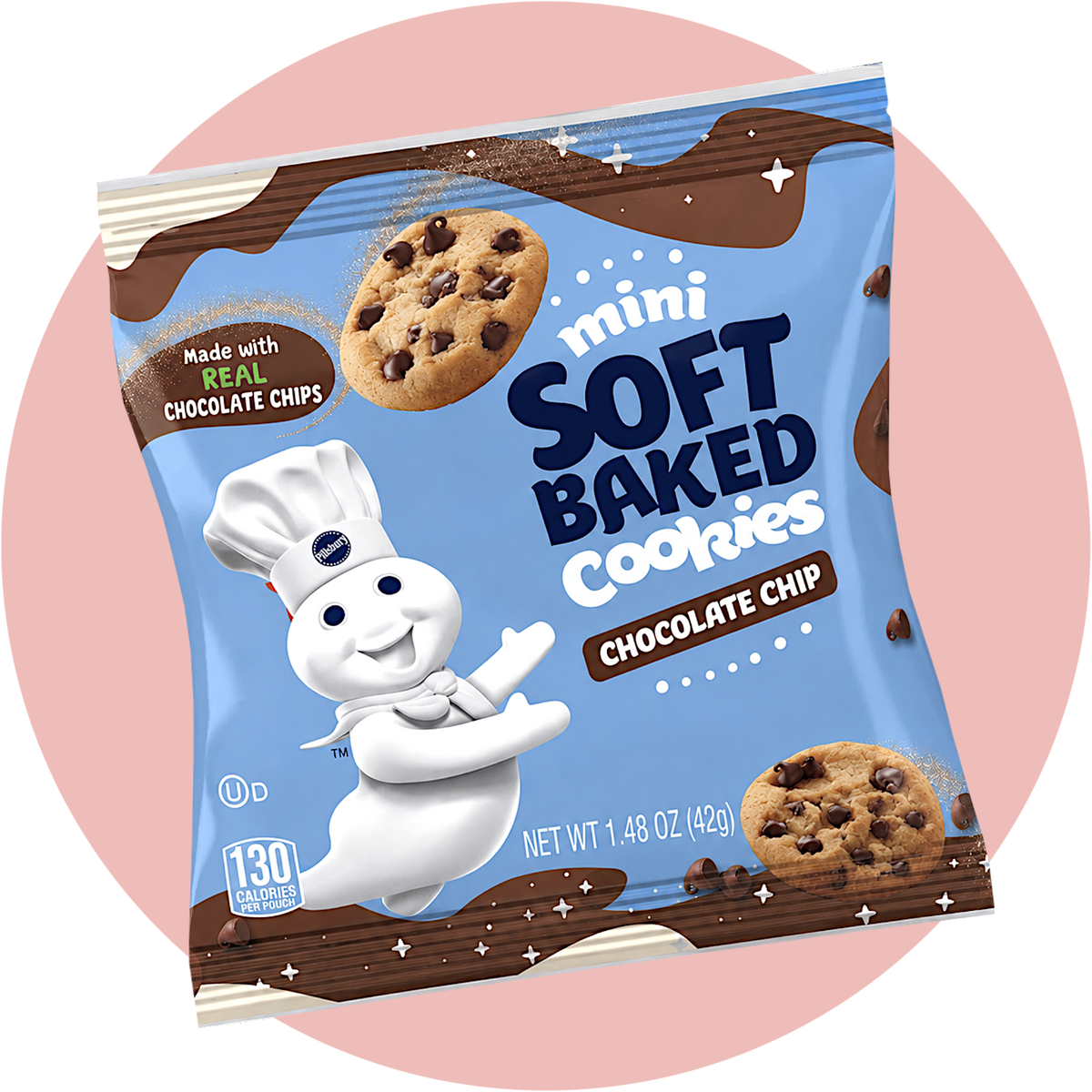 Pillsbury Chocolate Chip Cookies Soft Baked mit Schokostückchen