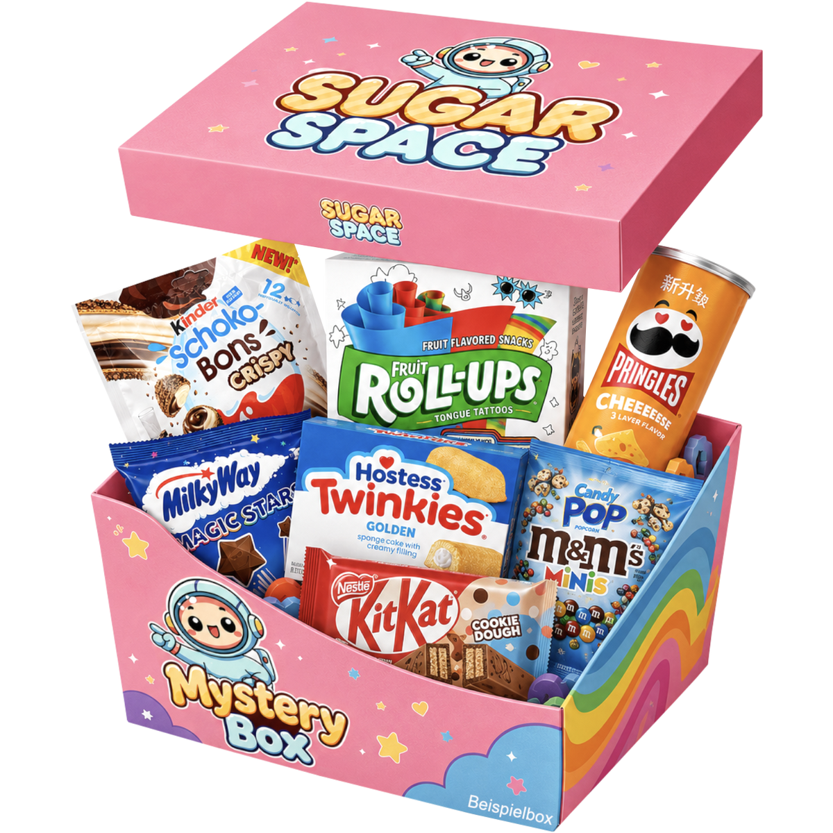 Süßigkeiten Mystery Box S von SugarSpace mit internationalen Snacks, Süßigkeiten aus aller Welt, USA, Amerika und Japan