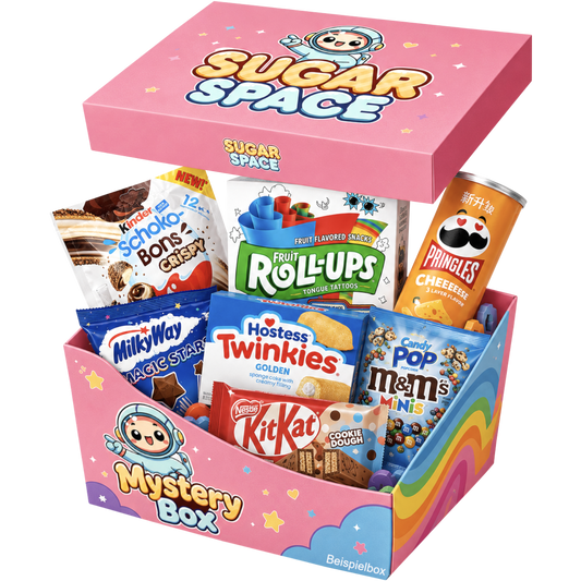 Süßigkeiten Mystery Box S von SugarSpace mit internationalen Snacks, Süßigkeiten aus aller Welt, USA, Amerika und Japan