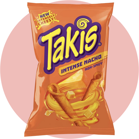 Takis Intense Nacho – Gerollte Maistortilla Chips mit intensivem Nacho Käse Geschmack ohne Schärfe