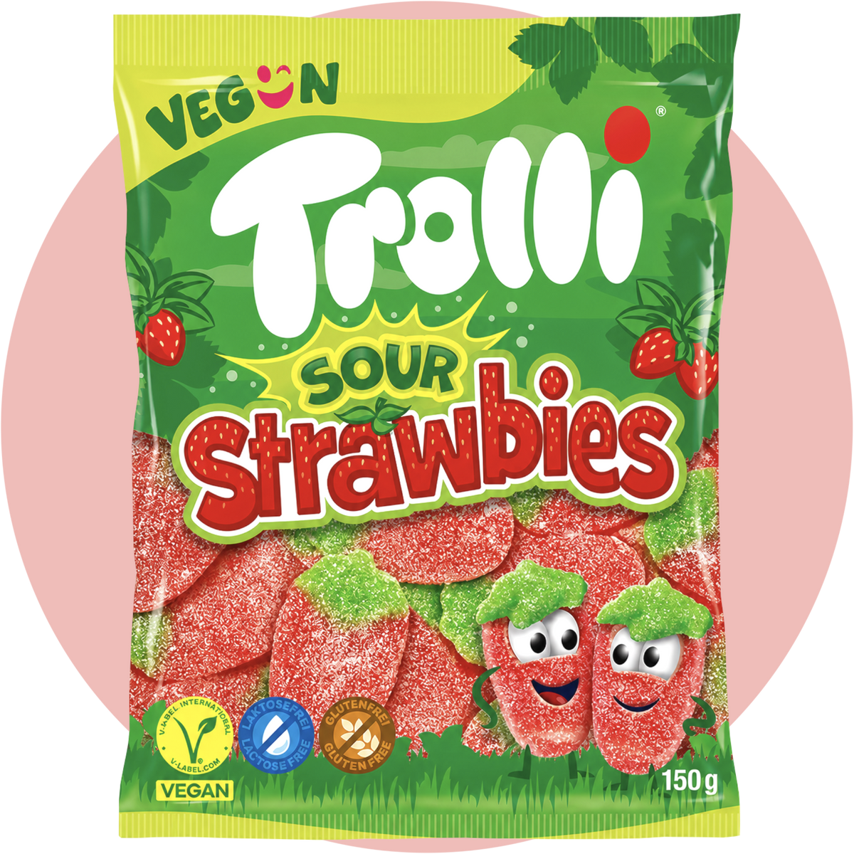 Trolli Saure Erdbeeren veganes Fruchtgummi mit saurem Zucker