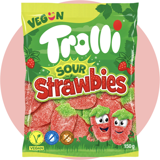 Trolli Saure Erdbeeren veganes Fruchtgummi mit saurem Zucker