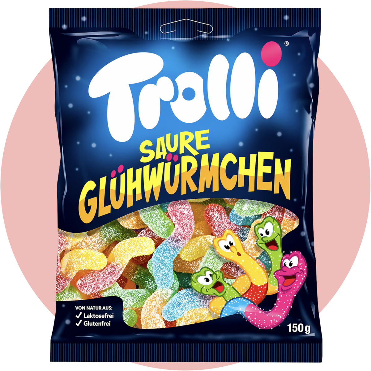 Saure Glühwürmchen von Trolli Fruchtgummi sauer bunt gemischt