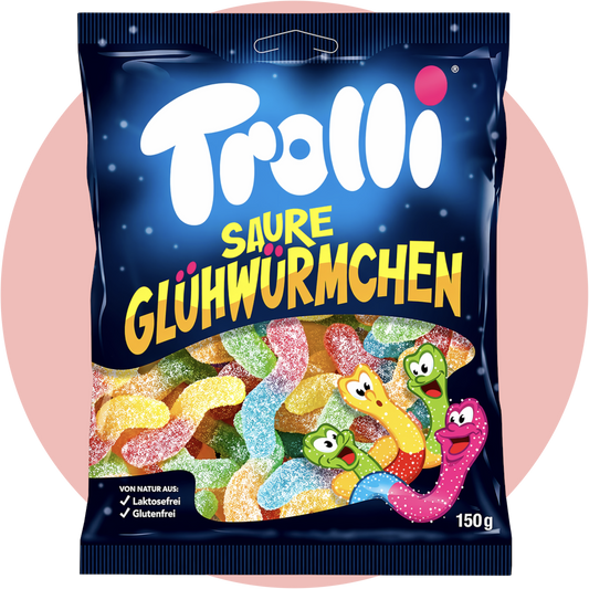 Saure Glühwürmchen von Trolli Fruchtgummi sauer bunt gemischt