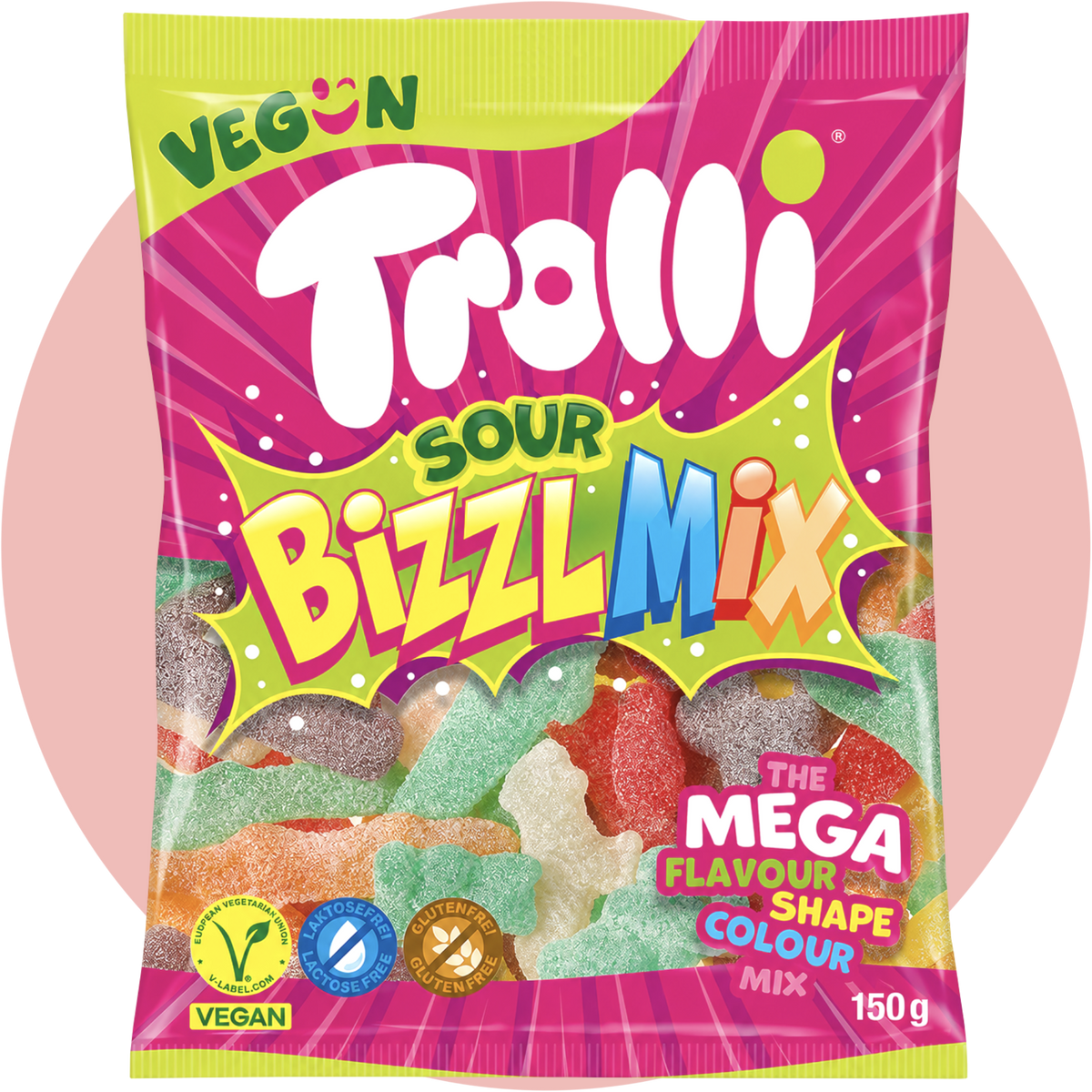 Trolli Sour Bizzl Mix vegane saure Fruchtgummi Mischung