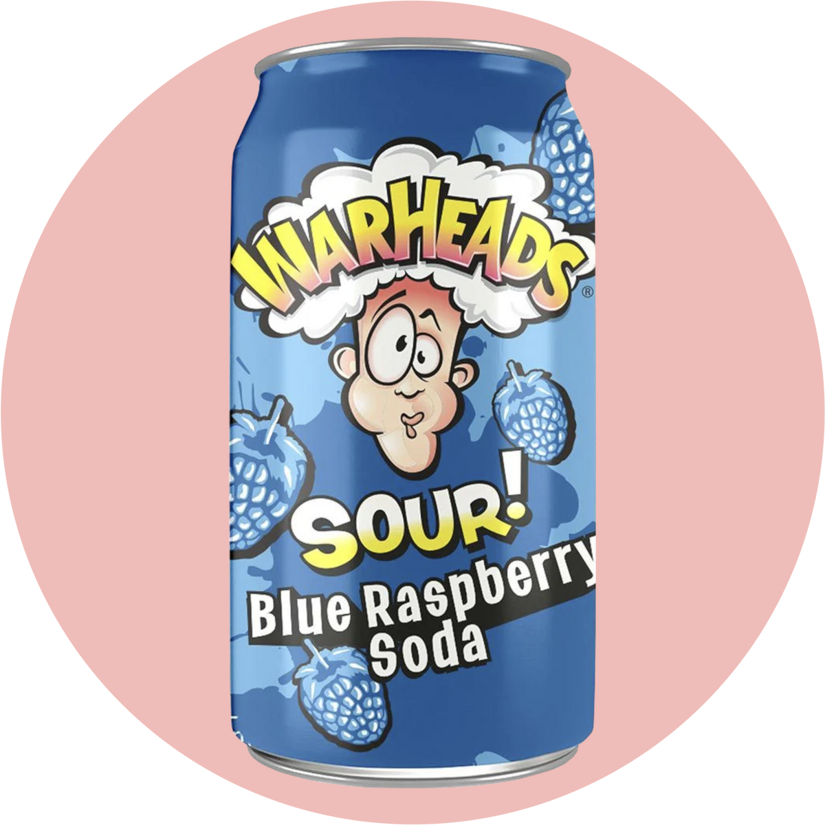 Warheads Soda Blue Raspberry  – Blauer Softdrink mit saurem Heidelbeer Geschmack in blauer Dose